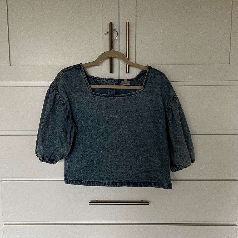 Denim crop top blouse